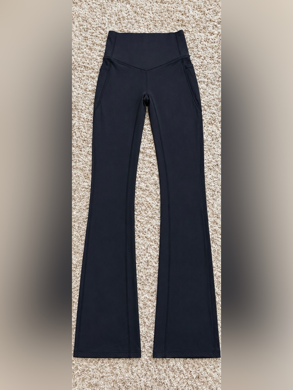 NWT Halara Black High Waisted Flare Yoga Leggings Side Pockets Size L Regular